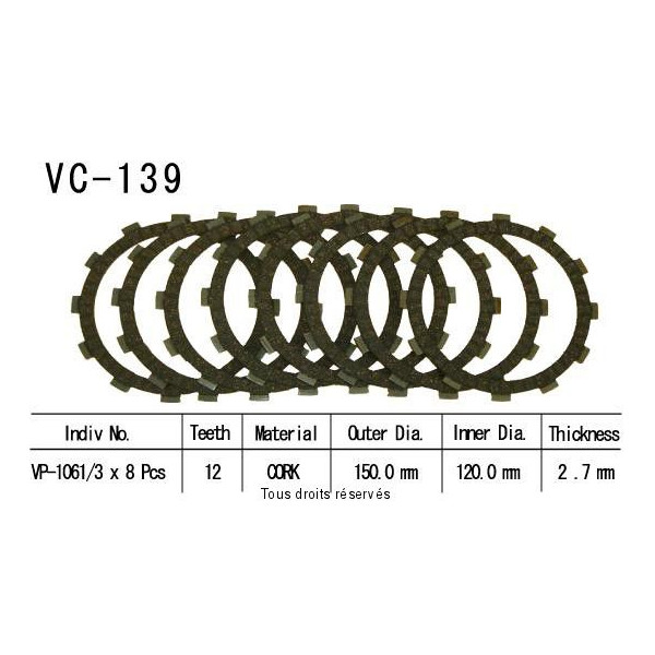 Disques garnis d'embrayage VC139