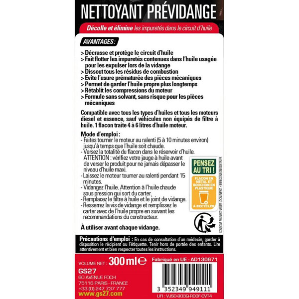Nettoyant prévidange 300 ml